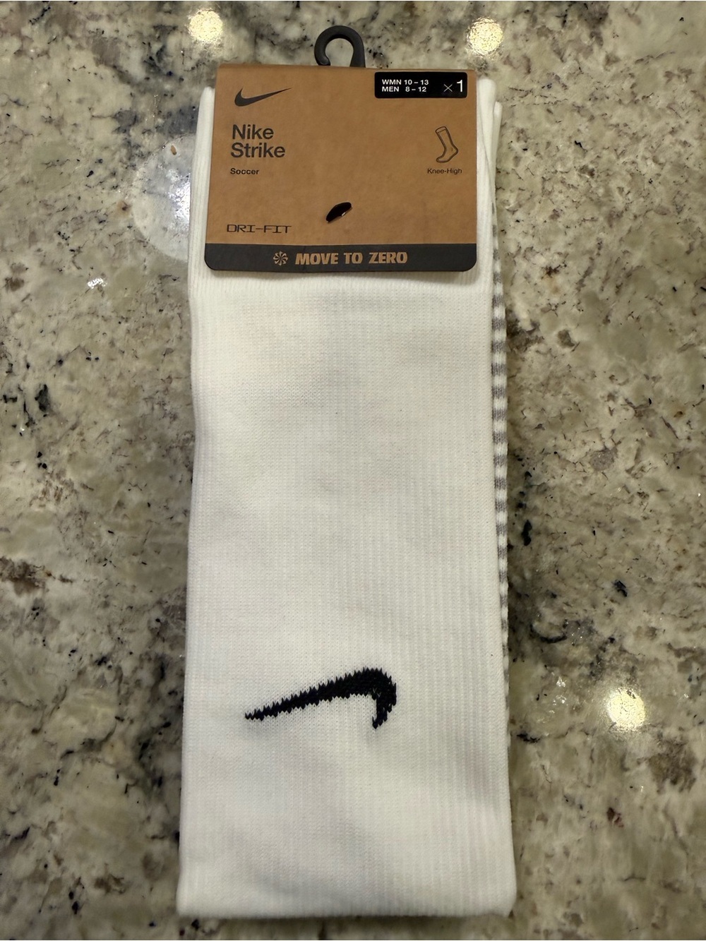 Nike White Knee-High Soccer Socks with Black Swoosh